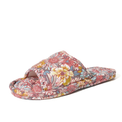 Ultralight Soft Fabric Cloth Sole Wooden Floor Slippers Men and Women Summer Mute Indoor Florals Soft Slippers