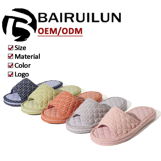 Ultralight Soft Fabric Cloth Sole Wooden Floor Slippers Men and Women Summer Mute Indoor Florals Soft Slippers