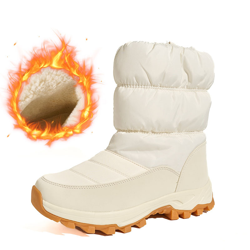 Arctic-Ready Heavy Fleece Lined Boots Wholesale Waterproof Anti-Slip Quilted Women's Snow Boots with Retractable Ice Cleats