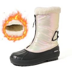 Wholesale Iridescent Waterproof Warm Snow Boots for Women All-Season Thick Winter Boots with Ice Cleats Youth-to-Adult Fit