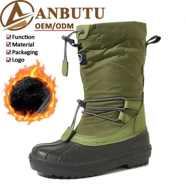 Waterproof Winter Snow Boots for Women Men TPR Outsole Oxford Upper Faux Fur Lined Warm Thermal Outdoor Hiking Shoes Wholesale