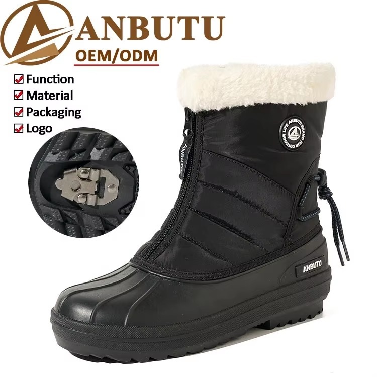 Wholesale Custom Women's Duck Boots Crossover Sizing 31-45 Anti slip Foldable Ice Claw Warm Stitch Quilting Snow Boots