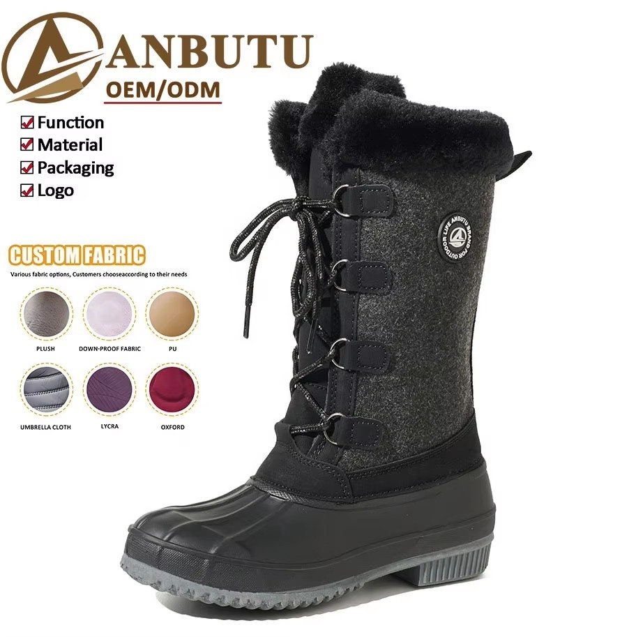 Wholesale Custom Women's High Top Warm Duck Boots Lace-up Waterproof Snow Boots for Ladies Crossover Sizing 26-42