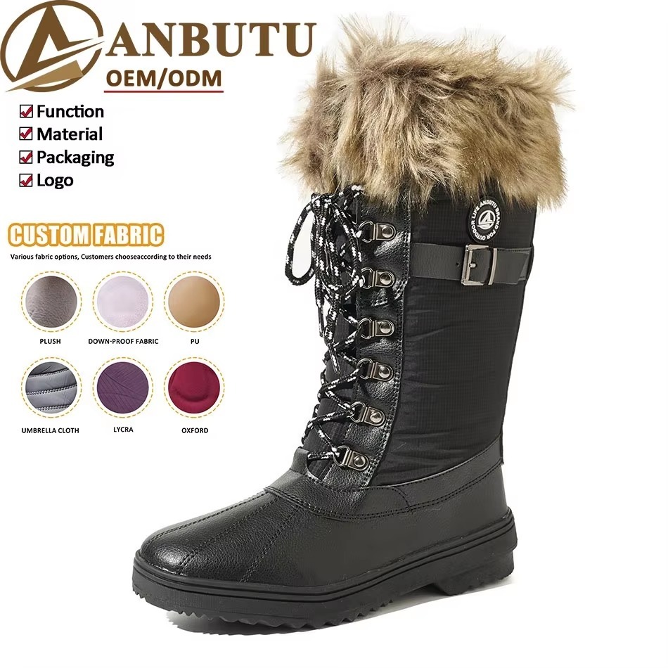 OEM/ODM Fashionable Winter Women Boots with Warm Plush Collar All Weather Waterproof Windproof Women Snow Boots No reviews yet