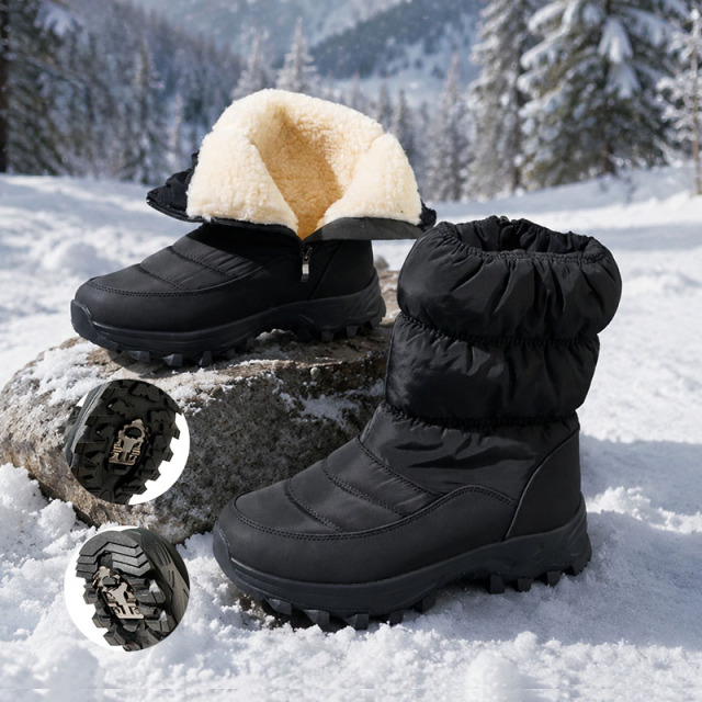 Arctic-Ready Heavy Fleece Lined Boots Wholesale Waterproof Anti-Slip Quilted Women's Snow Boots with Retractable Ice Cleats
