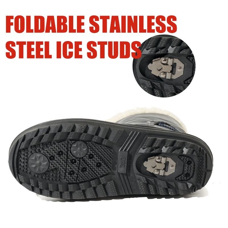 Wholesale Iridescent Waterproof Warm Snow Boots for Women All-Season Thick Winter Boots with Ice Cleats Youth-to-Adult Fit