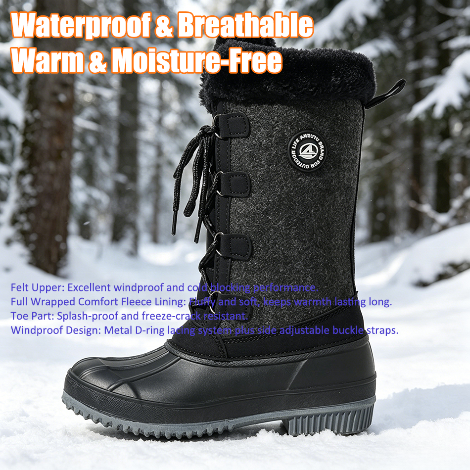 Wholesale Custom Women's High Top Warm Duck Boots Lace-up Waterproof Snow Boots for Ladies Crossover Sizing 26-42