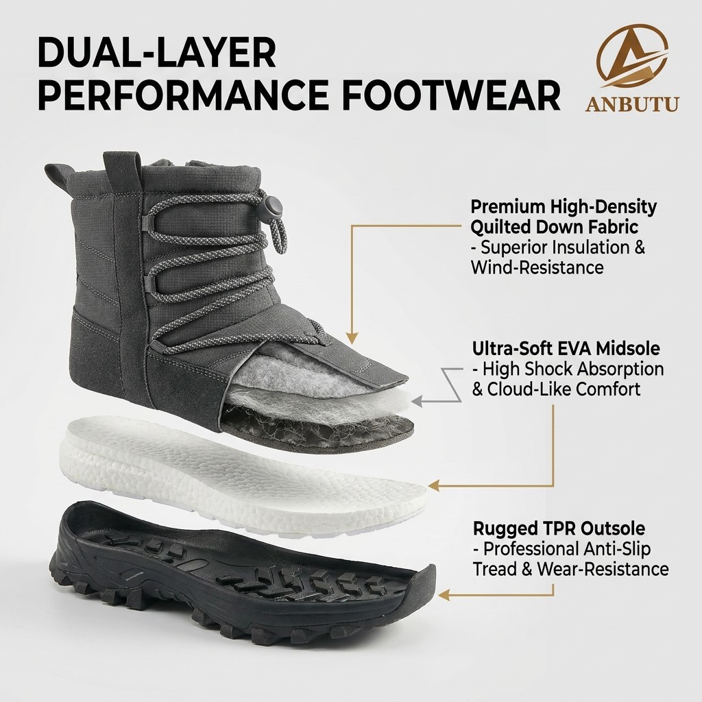Men Women Winter Snow Boots Waterproof Quilted Puffer Foldable Ice Gripper Anti-slip Faux Fur Lined Winter Boots Wholesale