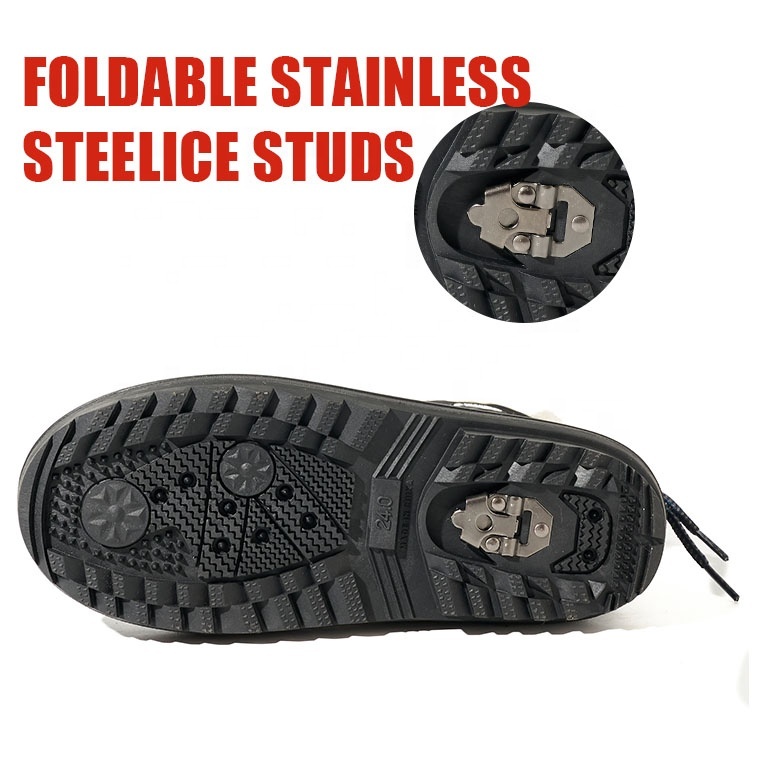 Wholesale Custom Women's Duck Boots Crossover Sizing 31-45 Anti slip Foldable Ice Claw Warm Stitch Quilting Snow Boots
