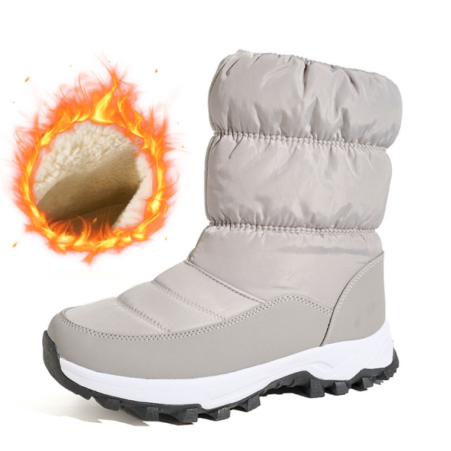 Arctic-Ready Heavy Fleece Lined Boots Wholesale Waterproof Anti-Slip Quilted Women's Snow Boots with Retractable Ice Cleats
