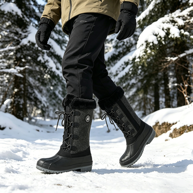 Wholesale Custom Women's High Top Warm Duck Boots Lace-up Waterproof Snow Boots for Ladies Crossover Sizing 26-42