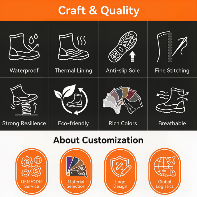 Durable Waterproof EVA Snow Boots Removable Plush Lining Washable Thermal Sock Winter Outdoor Walking Shoes Factory