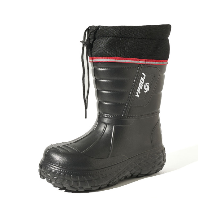 Wholesale Waterproof Men's Injection EVA Rain Boots Thick Faux Fur Lined Anti-Skid Lightweight Outdoor Winter Snow Boots