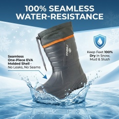 Wholesale Waterproof Men's Injection EVA Rain Boots Thick Faux Fur Lined Anti-Skid Lightweight Outdoor Winter Snow Boots