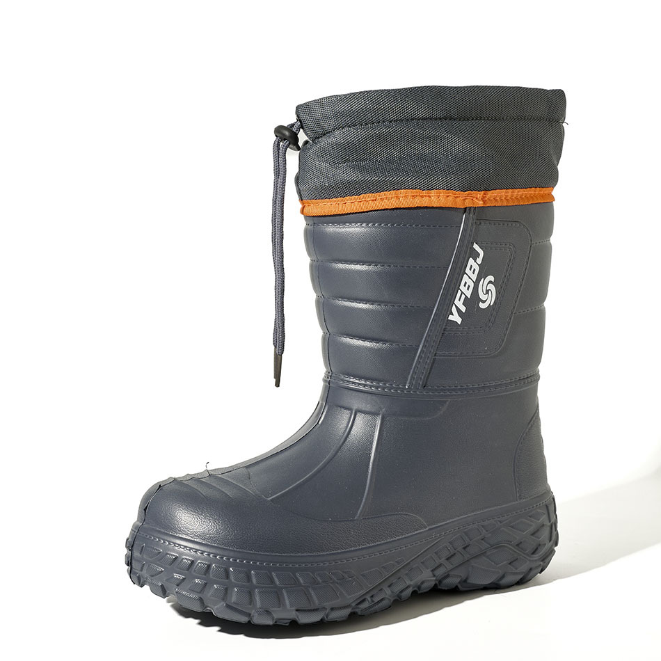 Wholesale Waterproof Men's Injection EVA Rain Boots Thick Faux Fur Lined Anti-Skid Lightweight Outdoor Winter Snow Boots