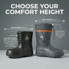 Wholesale Waterproof Men's Injection EVA Rain Boots Thick Faux Fur Lined Anti-Skid Lightweight Outdoor Winter Snow Boots