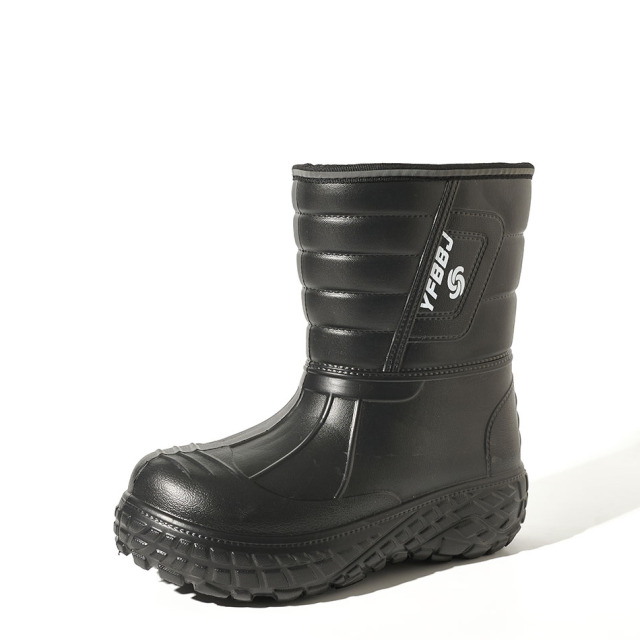 Wholesale Waterproof Men's Injection EVA Rain Boots Thick Faux Fur Lined Anti-Skid Lightweight Outdoor Winter Snow Boots