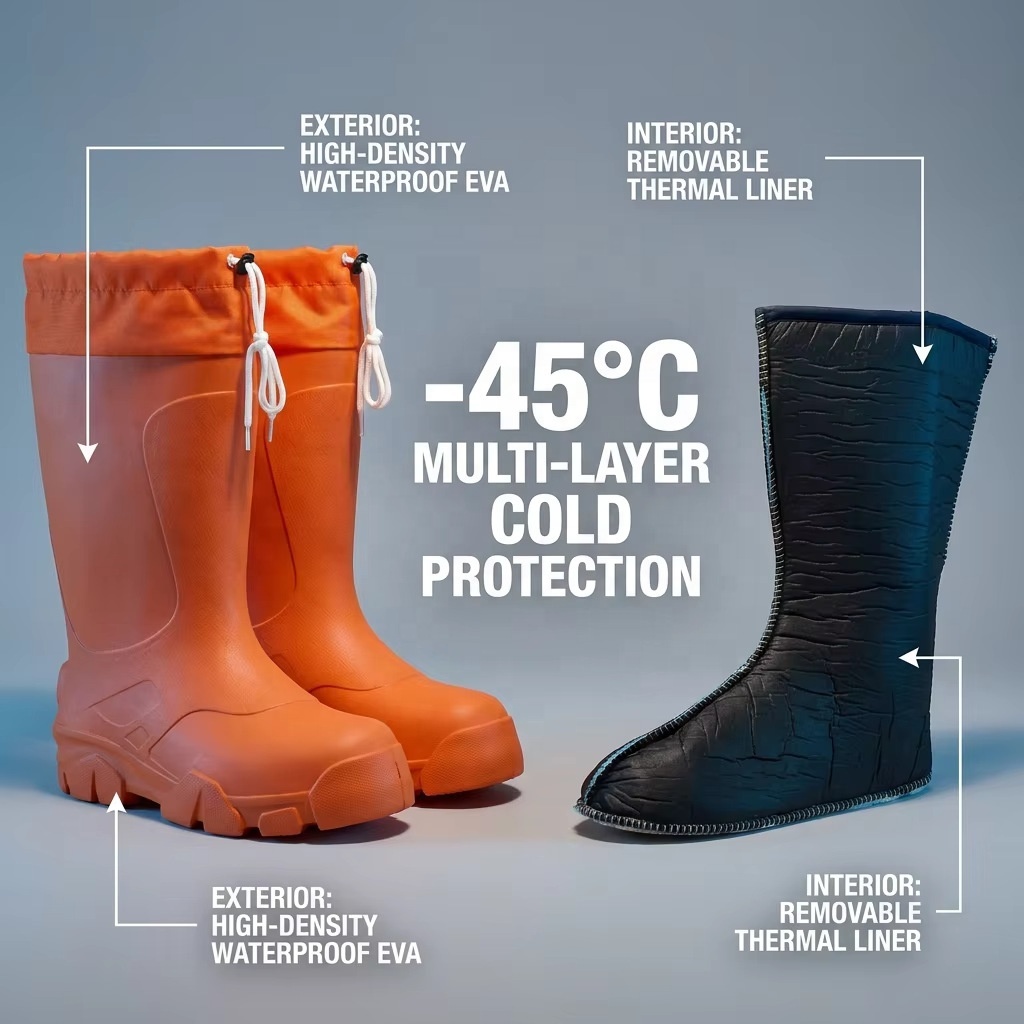Waterproof EVA Shell Snow Boots -45C Rated Extreme Cold Warmth Removable Wool Lining Outdoor Fishing Hunting Shoes Factory