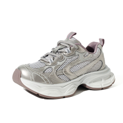 Wholesale Women's Silver Y2K Retro Dad Sneakers Breathable Mesh Thick Sole Comfortable on Cloud Women's Shoes