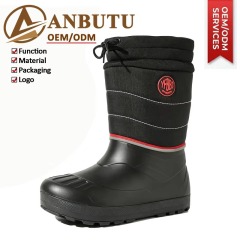 Wholesale Factory Men Lightweight EVA Snow Boots Waterproof One-Piece Shell Quilted Shaft Warm Faux Fur Snow Boots