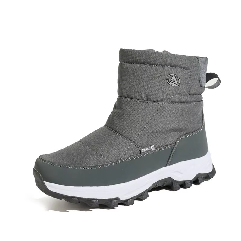 Custom OEM Quilted Puffer Winter Boots Foldable Ice Cleats Waterproof Down Fabric Warm Fur Lining Men Women Snow Boots