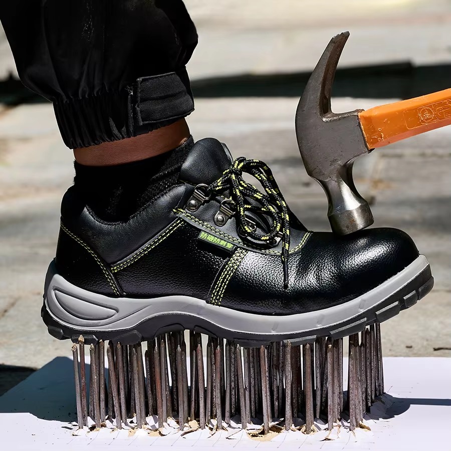 Hot Selling Mens Steel Toe Anti Puncture Safety Shoes Microfiber Leather Upper Steel Midsole PU Outsole Safety Shoes