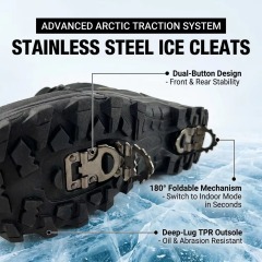 Custom OEM Quilted Puffer Winter Boots Foldable Ice Cleats Waterproof Down Fabric Warm Fur Lining Men Women Snow Boots
