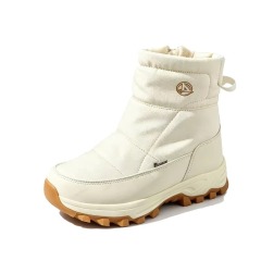 Custom OEM Quilted Puffer Winter Boots Foldable Ice Cleats Waterproof Down Fabric Warm Fur Lining Men Women Snow Boots