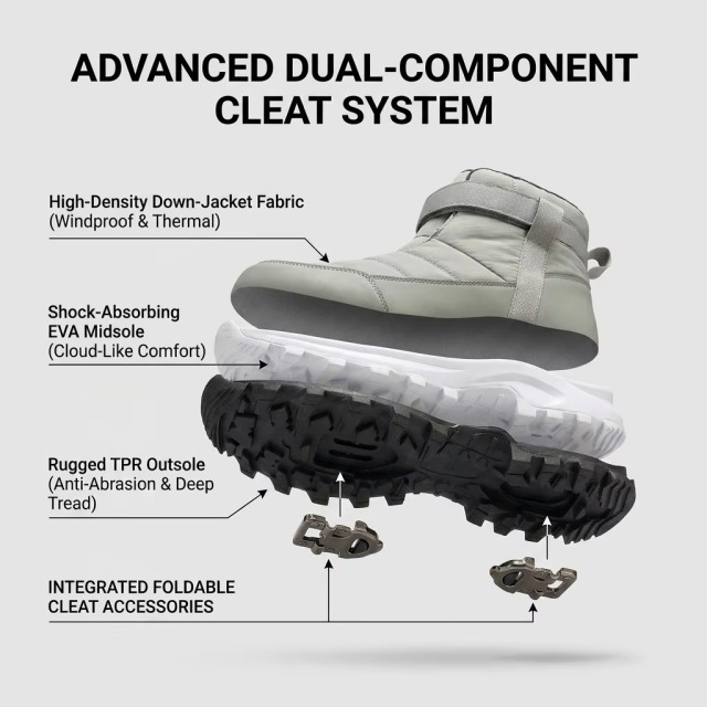 Custom Men Women Quilted Snow Boots Waterproof Foldable Ice Cleats Thermal Soft EVA Sole Winter Outdoor Boots