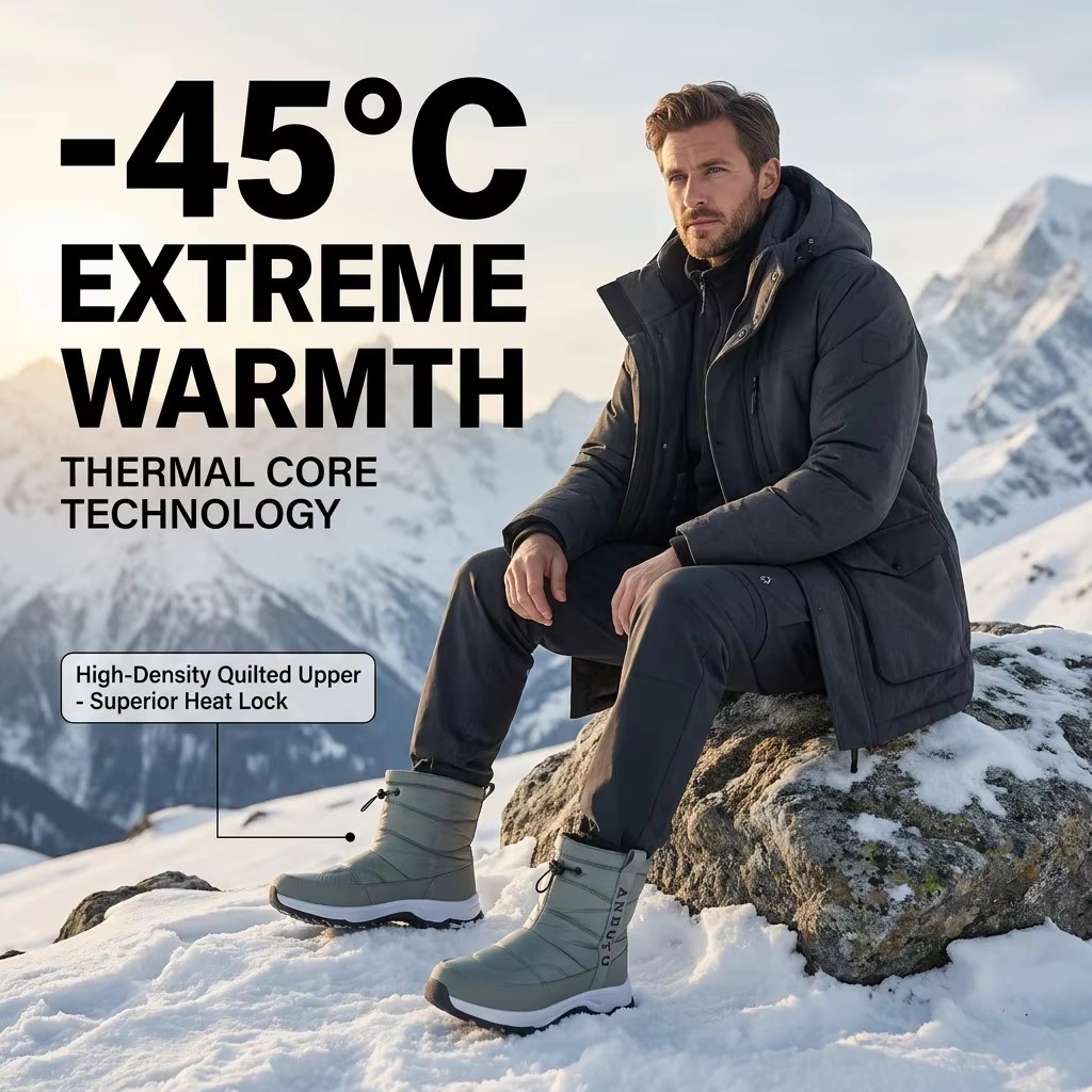Custom Men Women Quilted Snow Boots Waterproof Foldable Ice Cleats Thermal Soft EVA Sole Winter Outdoor Boots
