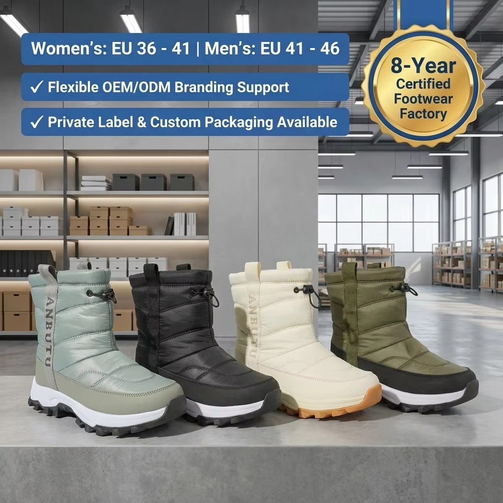 Custom Men Women Quilted Snow Boots Waterproof Foldable Ice Cleats Thermal Soft EVA Sole Winter Outdoor Boots