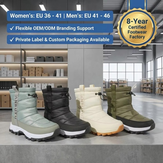 Custom Men Women Quilted Snow Boots Waterproof Foldable Ice Cleats Thermal Soft EVA Sole Winter Outdoor Boots