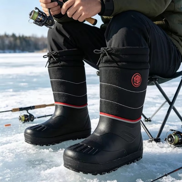 Wholesale Factory Men Lightweight EVA Snow Boots Waterproof One-Piece Shell Quilted Shaft Warm Faux Fur Snow Boots