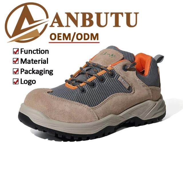 Lightweight Composite Toe Safety Shoes Kevlar Anti-Puncture Midsole Breathable Mesh Leather Upper PU Sole Work Shoes