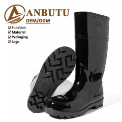 Wholesale Rain Footwear Waterproof Seamless Shell Anti Slip Stair Step Tread Knee High Injection PVC Work Boots Bulk
