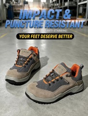 Lightweight Composite Toe Safety Shoes Kevlar Anti-Puncture Midsole Breathable Mesh Leather Upper PU Sole Work Shoes