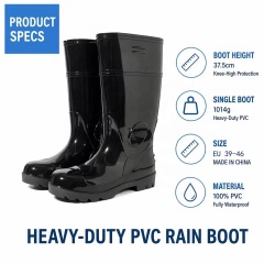 Wholesale Rain Footwear Waterproof Seamless Shell Anti Slip Stair Step Tread Knee High Injection PVC Work Boots Bulk