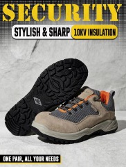 Lightweight Composite Toe Safety Shoes Kevlar Anti-Puncture Midsole Breathable Mesh Leather Upper PU Sole Work Shoes