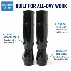 Wholesale Rain Footwear Waterproof Seamless Shell Anti Slip Stair Step Tread Knee High Injection PVC Work Boots Bulk