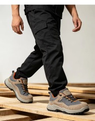 Lightweight Composite Toe Safety Shoes Kevlar Anti-Puncture Midsole Breathable Mesh Leather Upper PU Sole Work Shoes