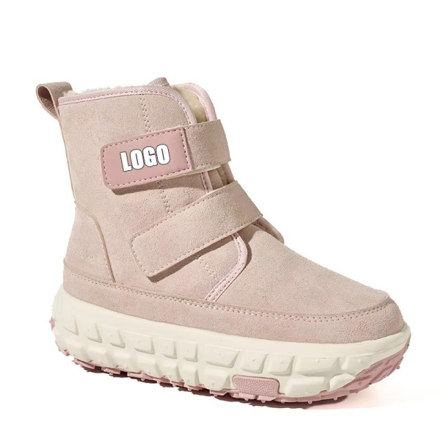 Hot Selling Womens Fashion Snow Boots Zipper Upper Warm Plush Lining Anti Slip TPR Sole Hook Loop Strap Winter Boots
