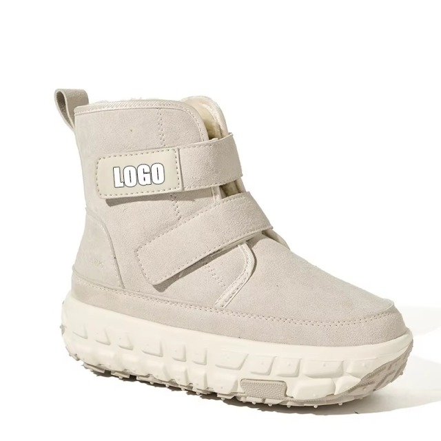 Hot Selling Womens Fashion Snow Boots Zipper Upper Warm Plush Lining Anti Slip TPR Sole Hook Loop Strap Winter Boots
