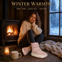 Hot Selling Womens Fashion Snow Boots Zipper Upper Warm Plush Lining Anti Slip TPR Sole Hook Loop Strap Winter Boots