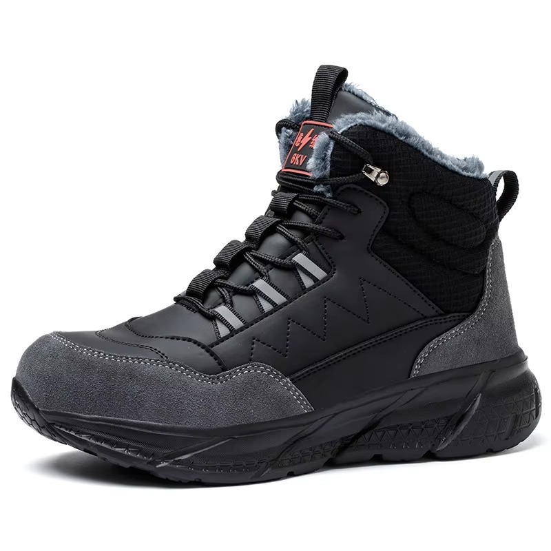 6KV Electrical Insulated Winter Steel Toe Safety Shoes Slip Resistant Puncture Resistant Cotton Lining Unisex Work Boots