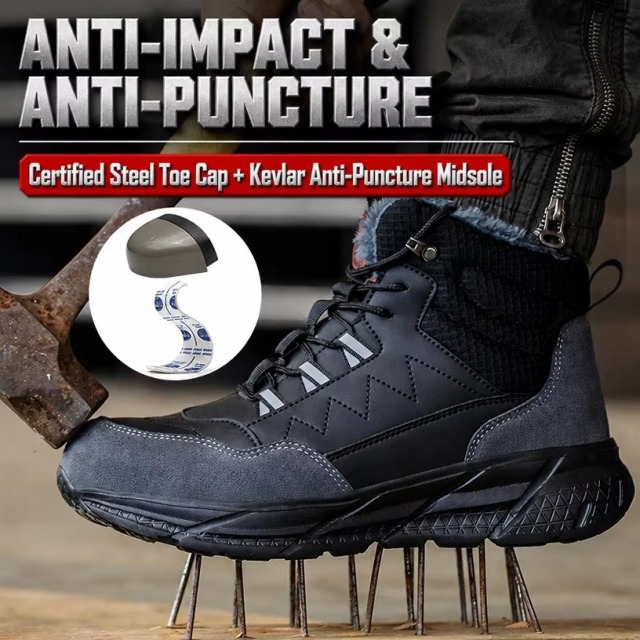 6KV Electrical Insulated Winter Steel Toe Safety Shoes Slip Resistant Puncture Resistant Cotton Lining Unisex Work Boots
