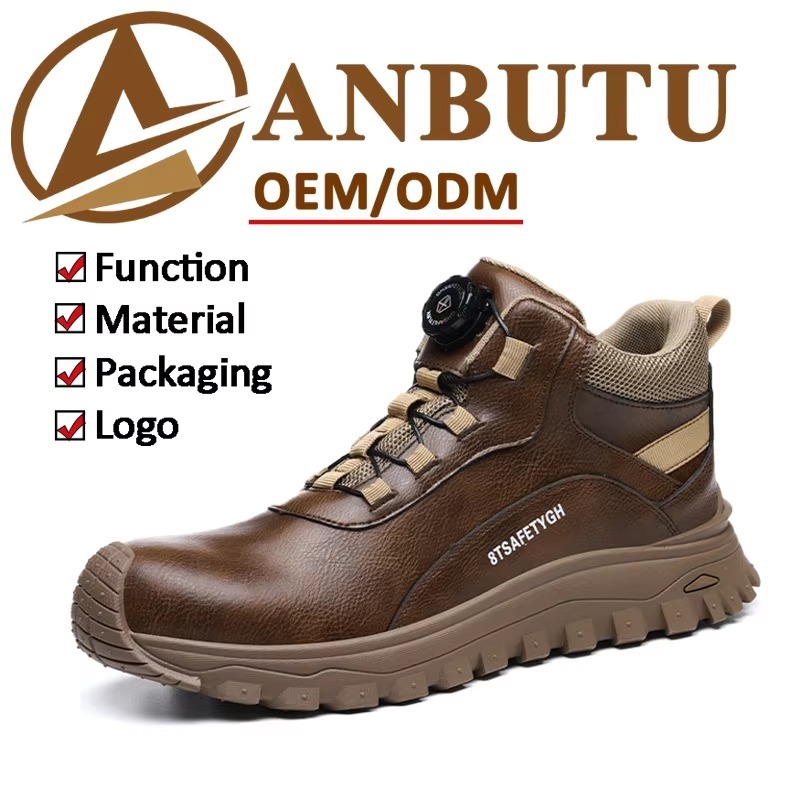 Men's Steel Toe Safety Shoes Quick-Lace Slip & Puncture Resistant Waterproof Work Shoes for Construction