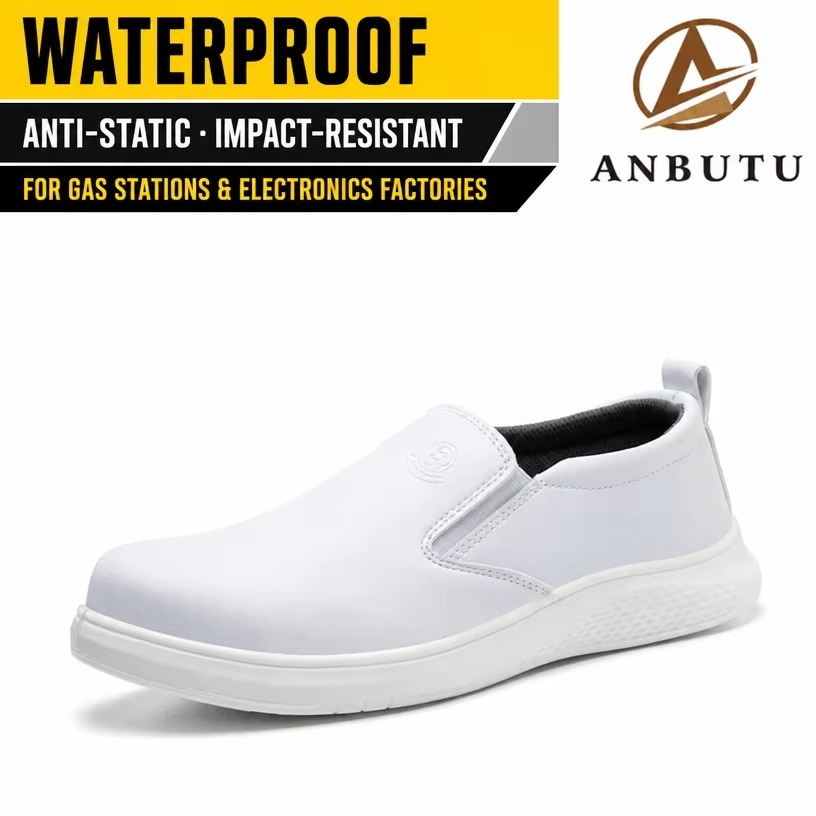Anti-static Slip-on Safety Shoes Slip & Impact-resistant Plastic Toe Work Shoes for Gas Station & Electronics Factory