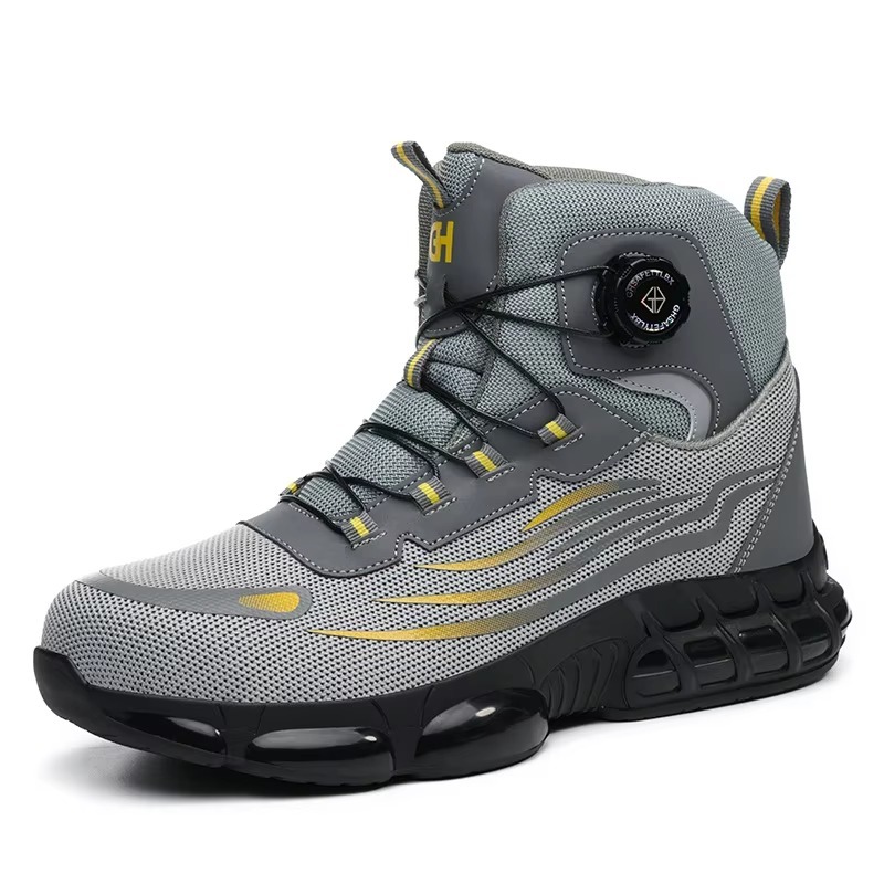 Quick-Lace Steel Toe Safety Shoes Flying-Knit Upper Slip Resistant Lightweight Breathable Unisex for Construction
