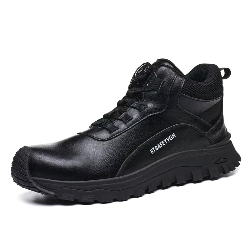Men's Steel Toe Safety Shoes Quick-Lace Slip & Puncture Resistant Waterproof Work Shoes for Construction