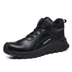 Men's Steel Toe Safety Shoes Quick-Lace Slip & Puncture Resistant Waterproof Work Shoes for Construction